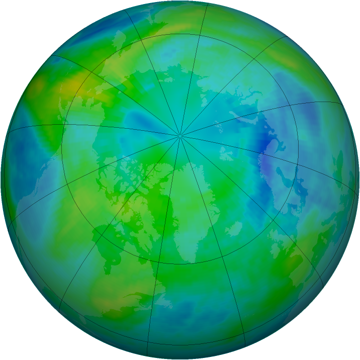 Arctic ozone map for 13 October 1991